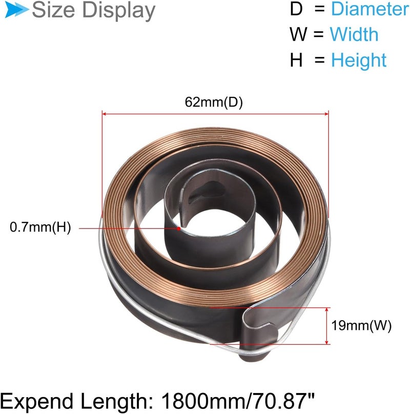CoCud Drill Press Spring, 70.87" Length 62x19x0.7mm Quill Spring Feed Return Coil Spring Assembly - (Applications: for Vacuum Cleaner Volume Tube Coil Spring) - Image 2